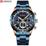 Men Watch Blue Dial Stainless Steel Band